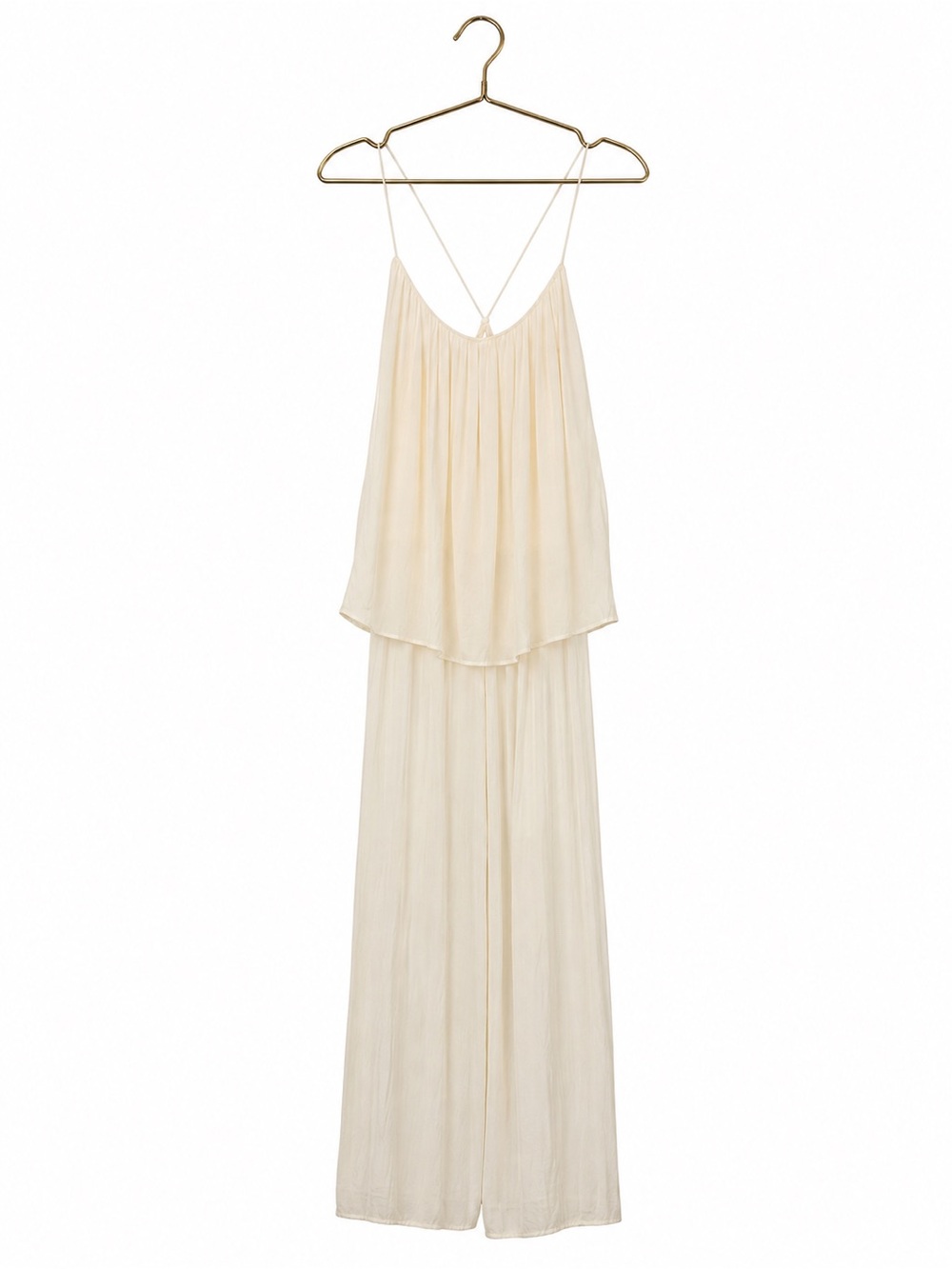Zara Cream Layered Spaghetti-Strap Maxi Dress